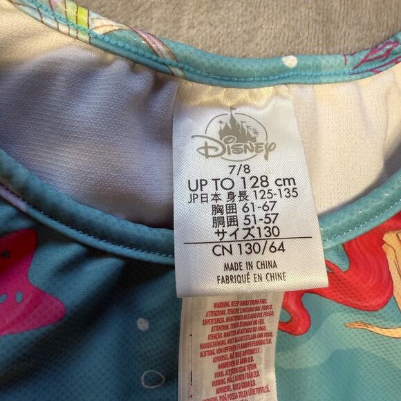 Disney The Little Mermaid Ariel Swimsuit Girl Sz 7/8 Rash Guard Shirt Set - Picture 2 of 6